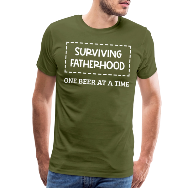 Surviving Fatherhood One Beer at a Time Men's Premium T-Shirt - olive green