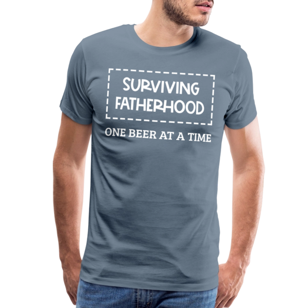 Surviving Fatherhood One Beer at a Time Men's Premium T-Shirt - steel blue