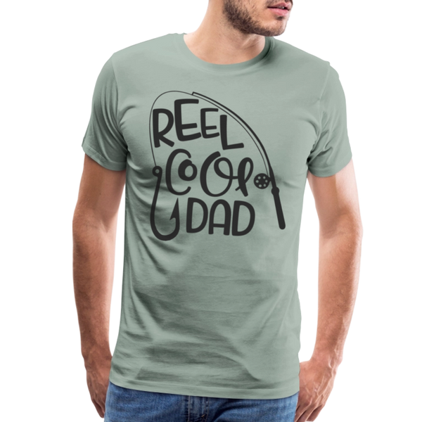 Reel Cool Dad Funny Fishing Premium T-Shirt - steel green
