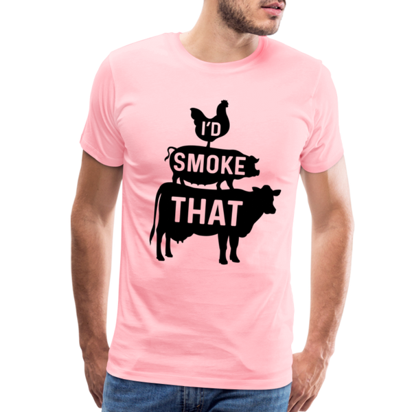 I'd Smoke That Funny BBQ Men's Premium T-Shirt - pink