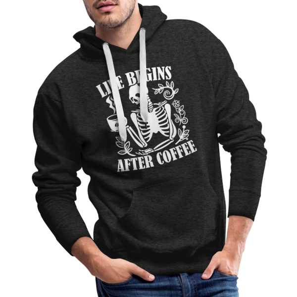 Life Begins After Coffee Men’s Premium Hoodie - charcoal grey