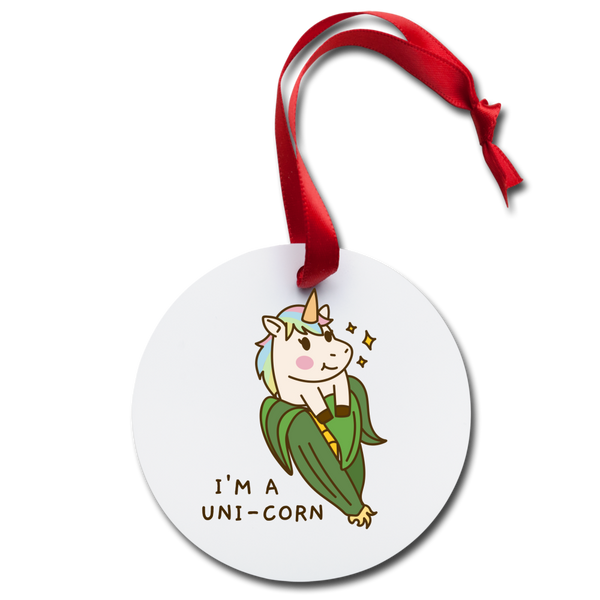 I'm a Uni-Corn Pun Holiday Ornament - white