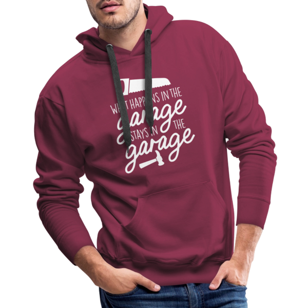 What Happens in the Garage Stays in the Garage Men’s Premium Hoodie - burgundy