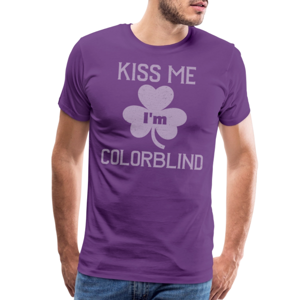 Kiss Me I'm Colorblind Funny St. Pat's Men's Premium T-Shirt - purple