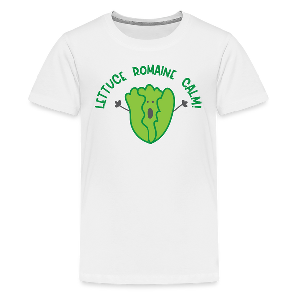Lettuce Romaine Calm! Salad Food Pun Kids' Premium T-Shirt - white