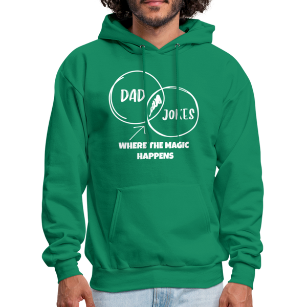 Dad Jokes Where the Magic Happens Funny Men's Hoodie - kelly green