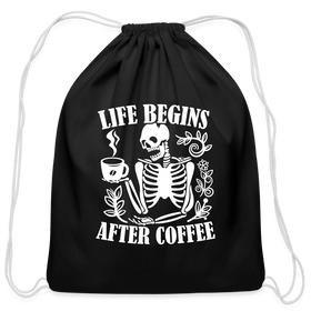 Life Begins After Coffee Cotton Drawstring Bag