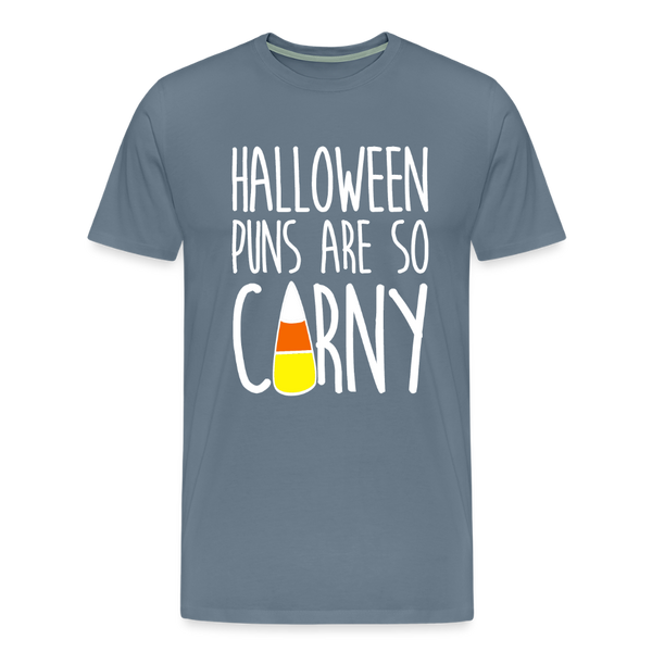 Halloween Puns are so Corny Men's Premium T-Shirt - steel blue