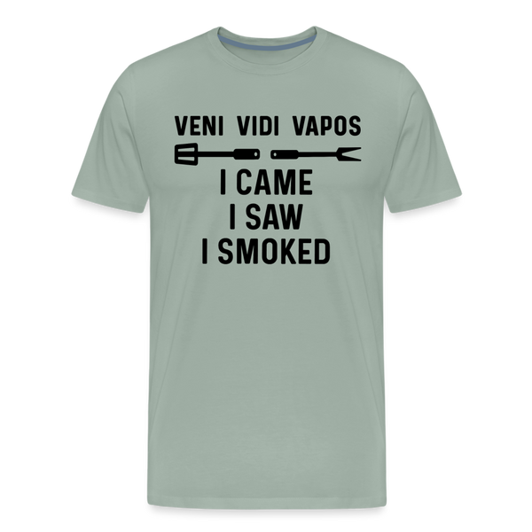 Veni Vidi Vapos I Came I Saw I Smoked: BBQ Smoker Men's Premium T-Shirt - steel green