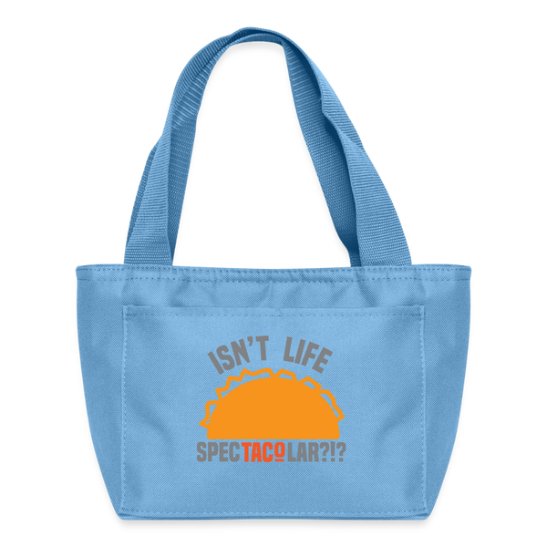 Isn't Life SpecTacolar?!? Funny Taco Food Pun Lunch Bag - light blue