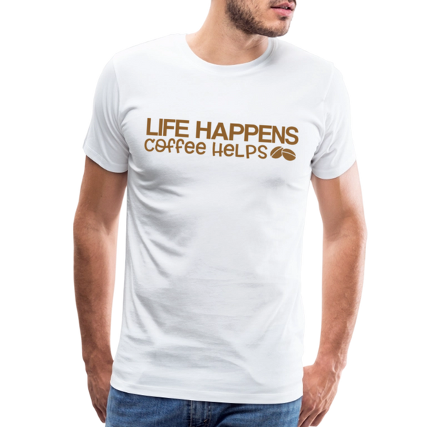 Life Happens Coffee Helps Men's Premium T-Shirt - white