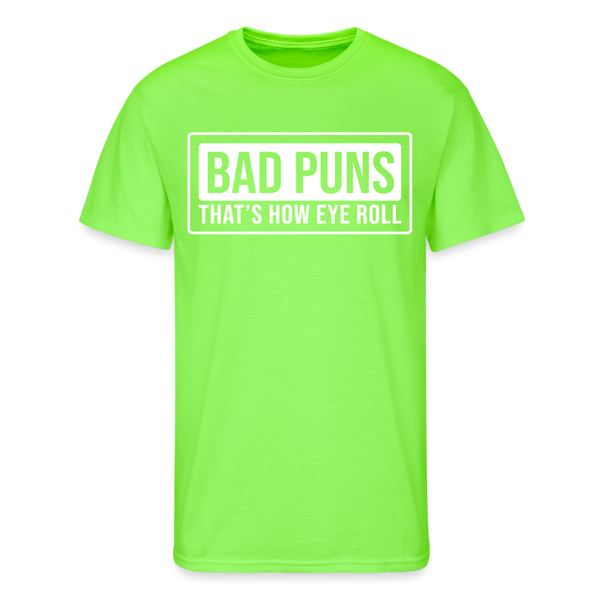 Funny Bad Puns That's How Eye Roll Men’s 50/50 T-Shirt - neon green