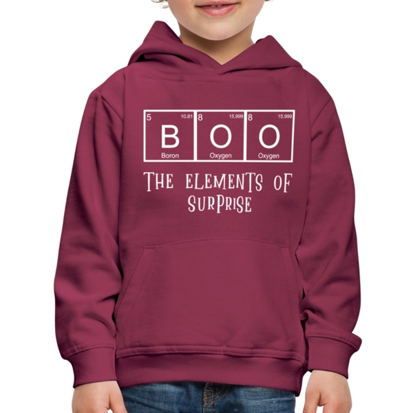 BOO the Elements of Surprise Dad Jokes Halloween Kids‘ Premium Hoodie - burgundy