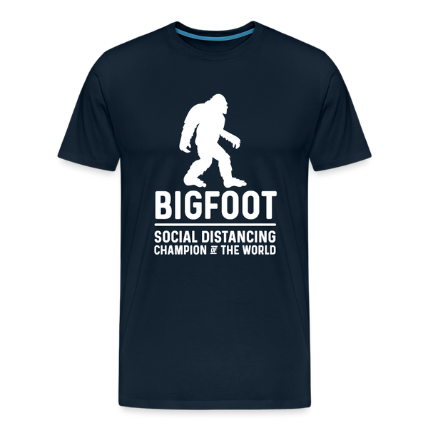 Bigfoot Social Distancing Champion of the World Men's Premium T-Shirt - deep navy