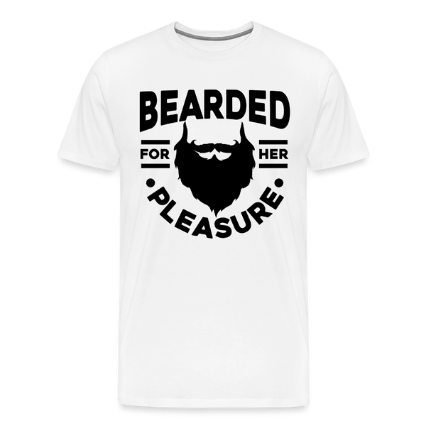 Bearded for Her Pleasure Funny Men's Premium T-Shirt - white