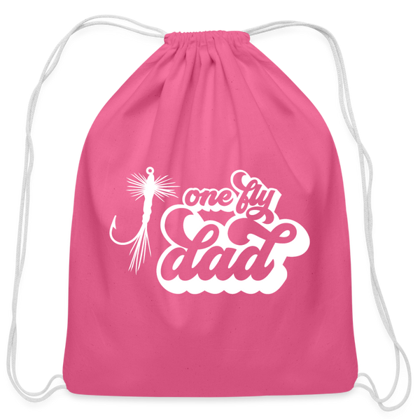 One Fly Dad Fly Fishing Cotton Drawstring Bag - pink