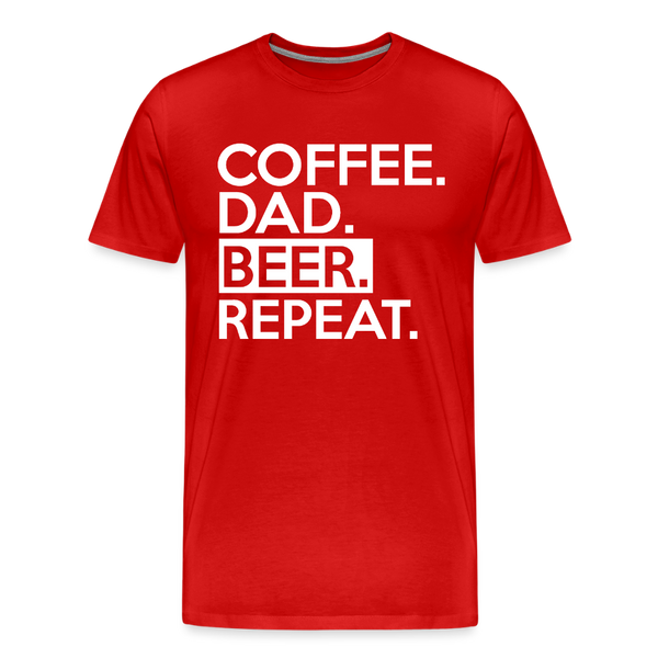 Coffee. Dad. Beer, Repeat. Funny Men's Premium T-Shirt - red