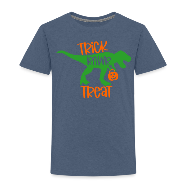 Trick Rawr Treat Dinosaur Halloween Toddler Premium T-Shirt - heather blue