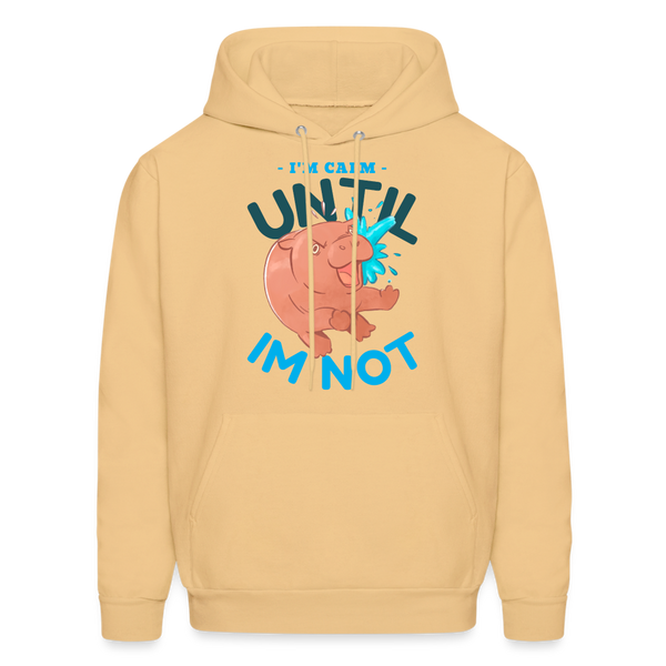 Funny Hippo I'm Calm Until I'm Not Men's Hoodie - light gold 