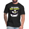 You Gonna Eat That Funny Panda Fitted Cotton/Poly T-Shirt by Next Level - black
