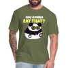 You Gonna Eat That Funny Panda Fitted Cotton/Poly T-Shirt by Next Level - heather military green