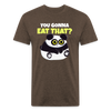 You Gonna Eat That Funny Panda Fitted Cotton/Poly T-Shirt by Next Level - heather espresso