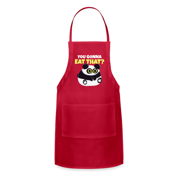 You Gonna Eat That Funny Panda Adjustable Apron - red