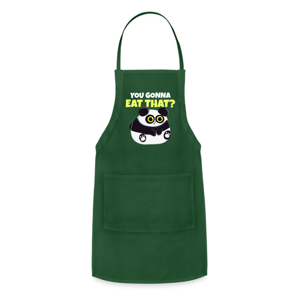 You Gonna Eat That Funny Panda Adjustable Apron - forest green