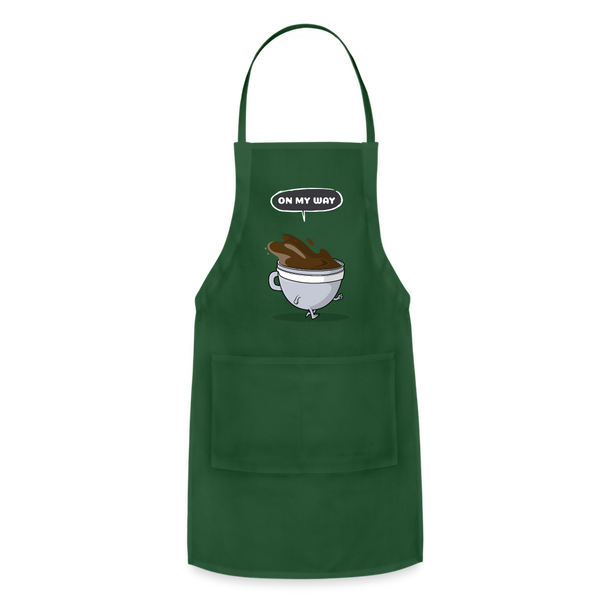 On my Way Cartoon Coffee Cup Adjustable Apron - forest green