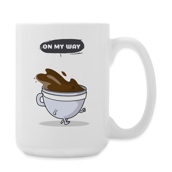 On My Way Cartoon Coffee Cup Coffee/Tea Mug 15 oz - white