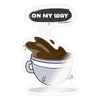 On My Way Cartoon Coffee Cup Sticker - transparent glossy