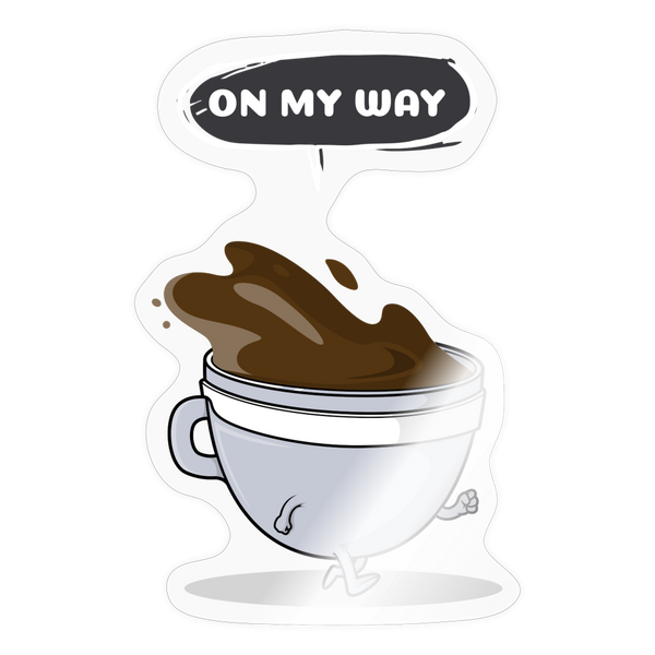 On My Way Cartoon Coffee Cup Sticker - transparent glossy