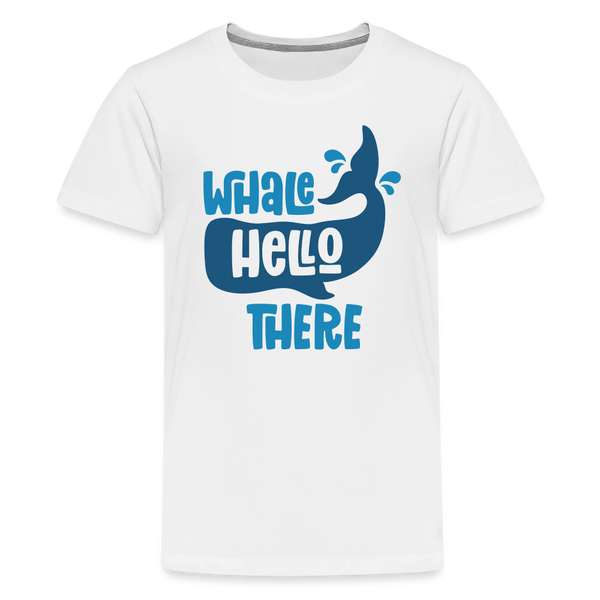 Whale Hello There Whale Pun Kids' Premium T-Shirt - white