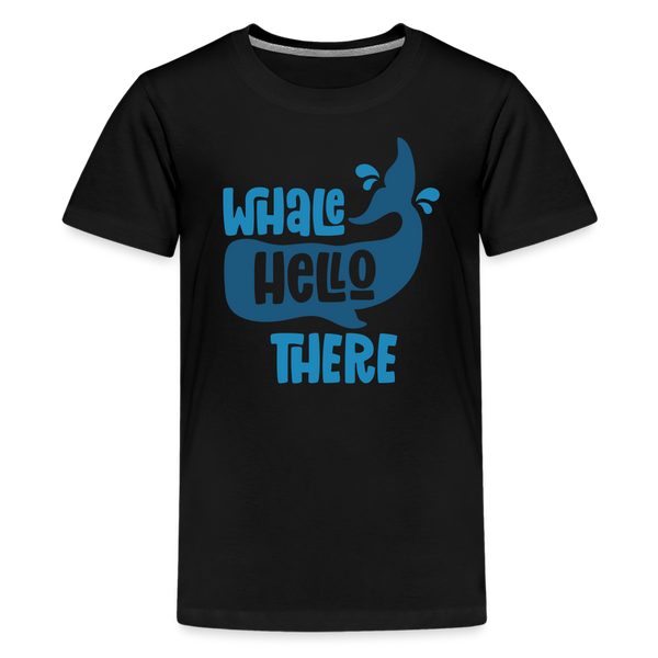 Whale Hello There Whale Pun Kids' Premium T-Shirt - black