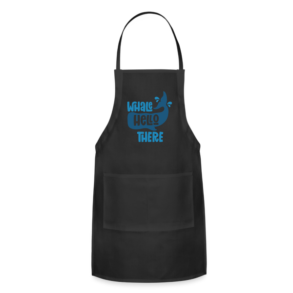 Whale Hello There Whale Pun Adjustable Apron - black