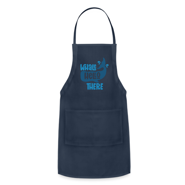 Whale Hello There Whale Pun Adjustable Apron - navy