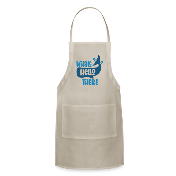Whale Hello There Whale Pun Adjustable Apron - natural