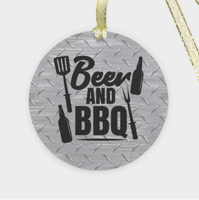 Beer and BBQ Funny Dad Grilling Christmas Ornament