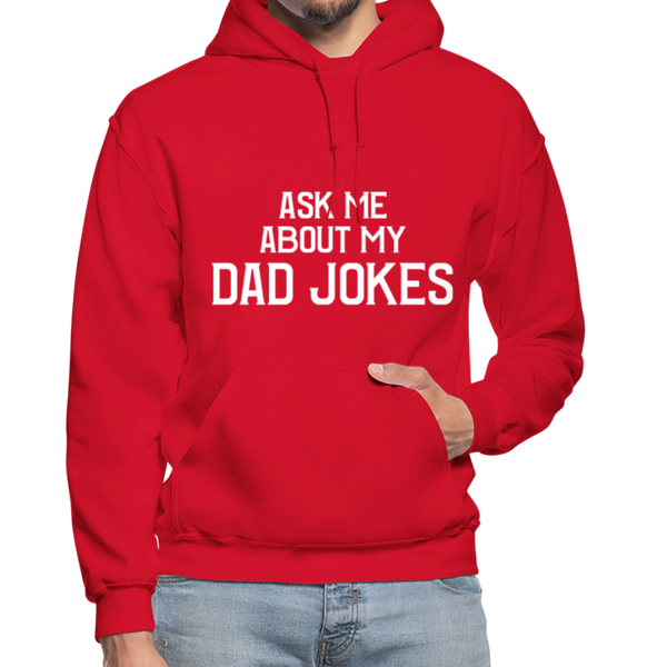 Ask Me About My Dad Jokes Gildan Heavy Blend Adult Hoodie - red