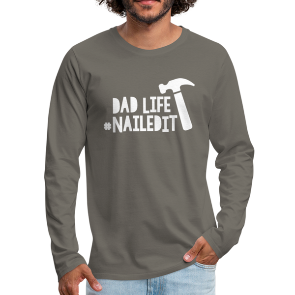 Dad Life Nailed It Men's Premium Long Sleeve T-Shirt - asphalt gray