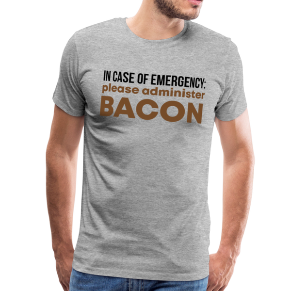 In Case of Emergency Please Adminster Bacon Men's Premium T-Shirt - heather gray