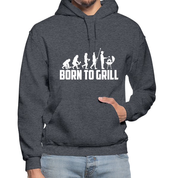 Born To Grill Evolution BBQ Heavy Blend Adult Hoodie - charcoal gray