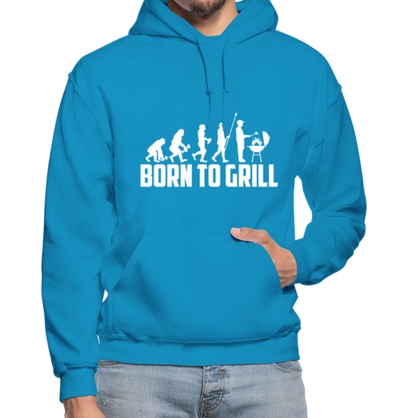 Born To Grill Evolution BBQ Heavy Blend Adult Hoodie - turquoise