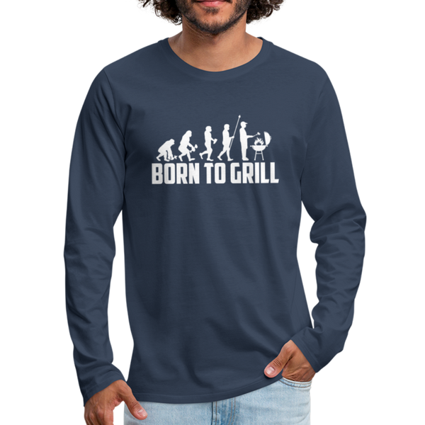 Born To Grill Evolution BBQ Premium Long Sleeve T-Shirt - navy