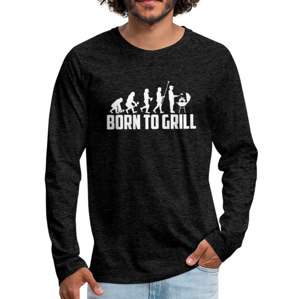 Born To Grill Evolution BBQ Premium Long Sleeve T-Shirt - charcoal gray