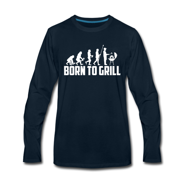 Born To Grill Evolution BBQ Premium Long Sleeve T-Shirt - deep navy