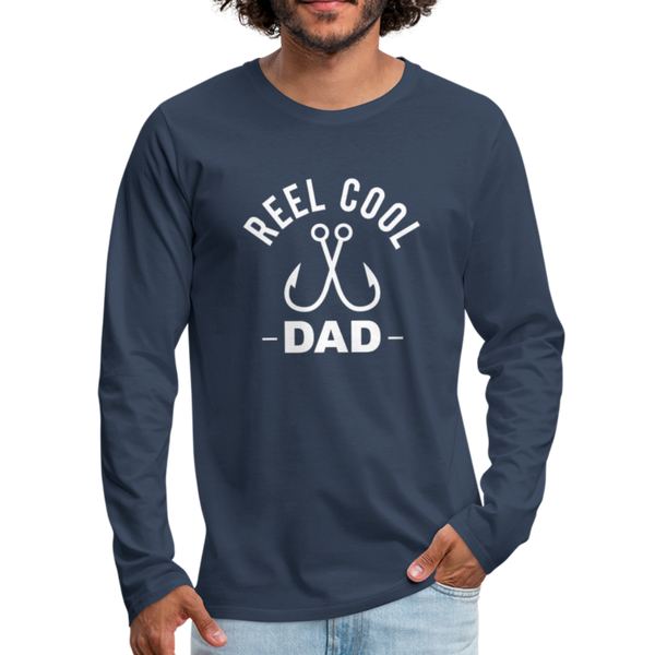 Reel Cool Dad Fishing Men's Premium Long Sleeve T-Shirt - navy