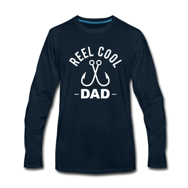 Reel Cool Dad Fishing Men's Premium Long Sleeve T-Shirt - deep navy