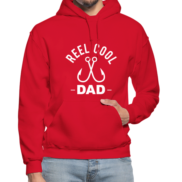 Reel Cool Dad Fishing Heavy Blend Adult Hoodie - red