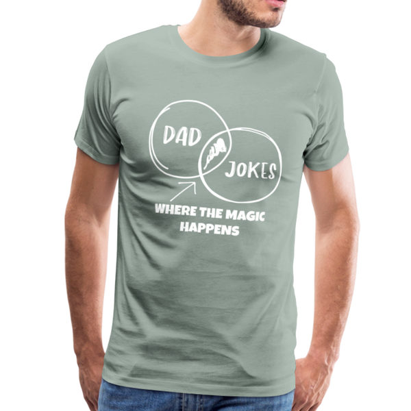 Funny Dad Jokes Venn Diagram Short-Sleeve T-Shirt - steel green